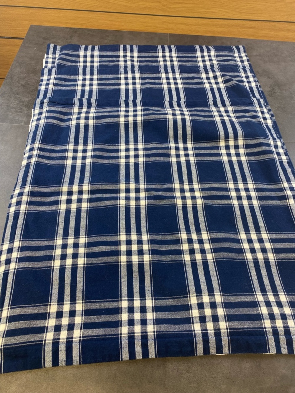 Ralph Lauren Set of 3 Navy and White Checked Euro Shams Cotton 24 x 24 zip close